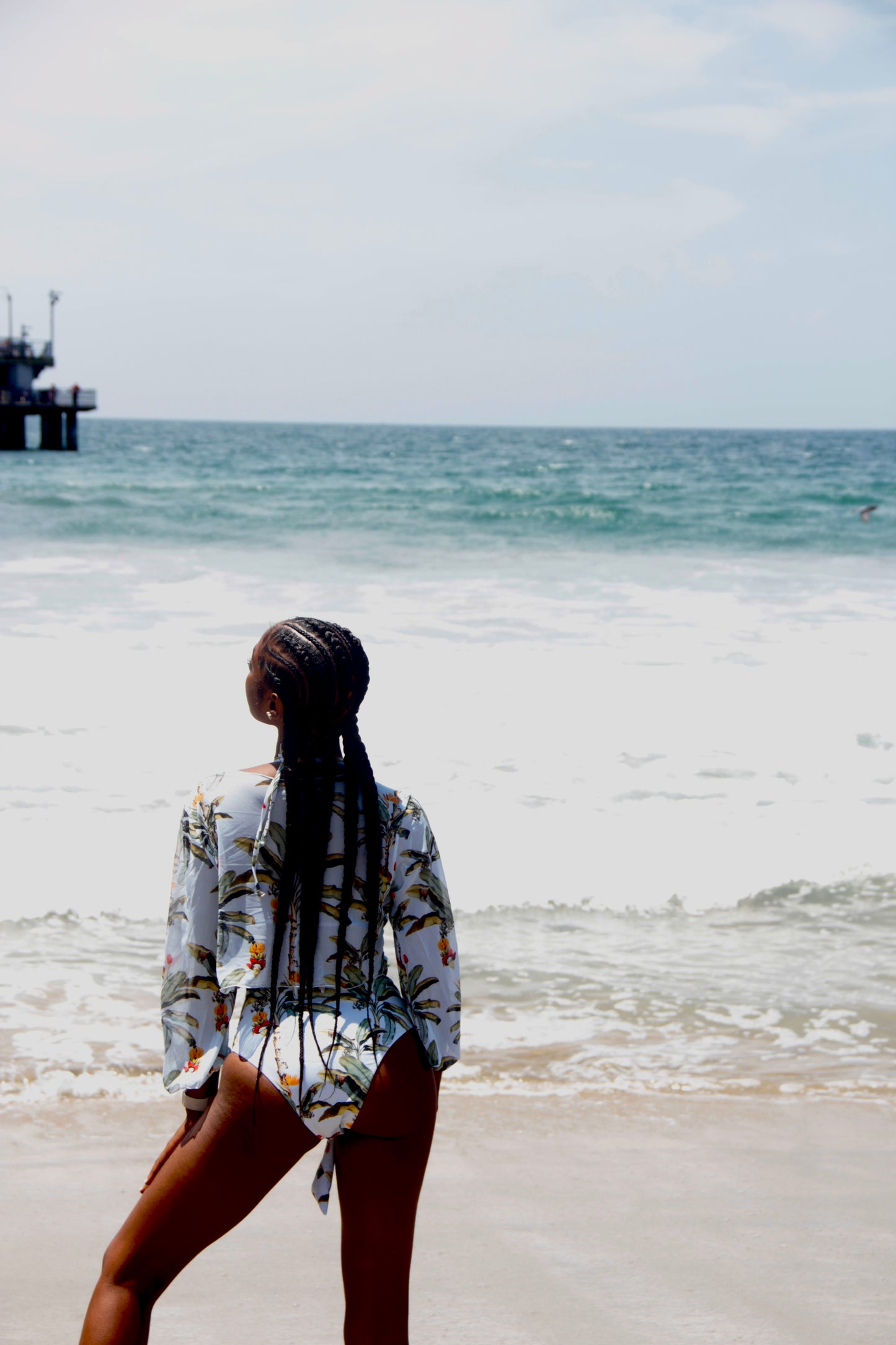 Floral Wrap Top 3 Piece Tie Bikini