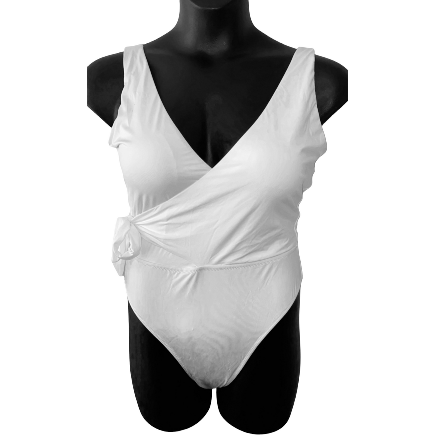 Sexy Tie Up One Piece White Plus Size